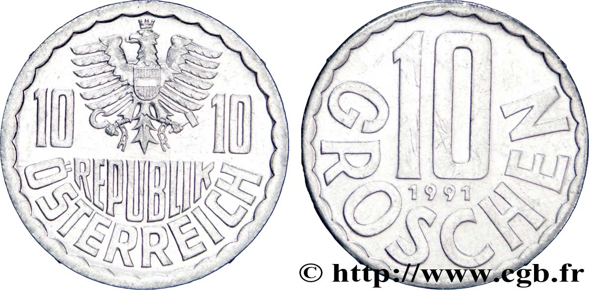 AUSTRIA 10 Groschen aigle 1991  EBC 
