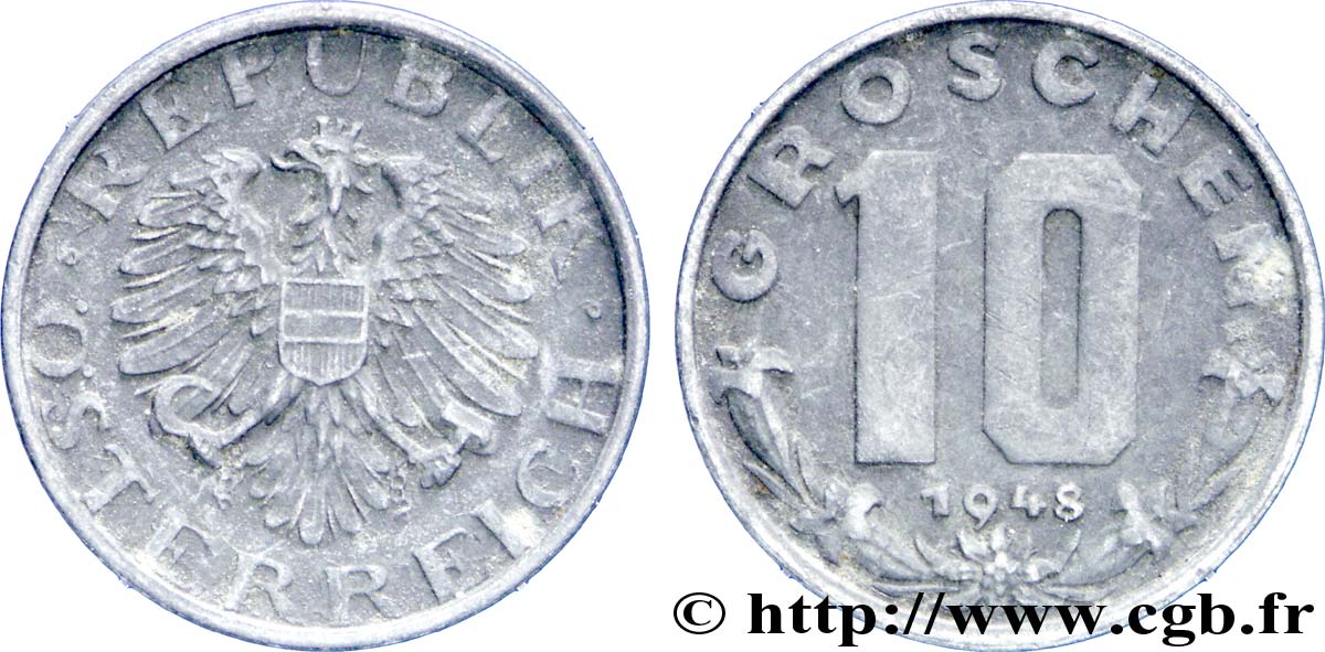 AUSTRIA 10 Groschen aigle 1948  BC 