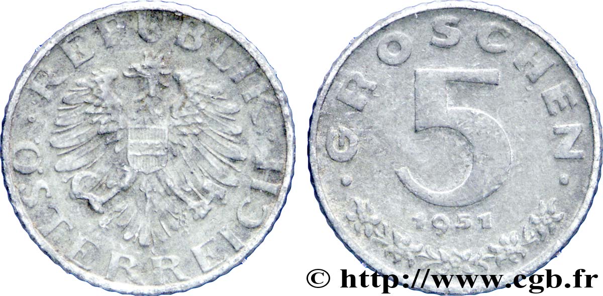 AUTRICHE 5 Groschen aigle 1951  TB 