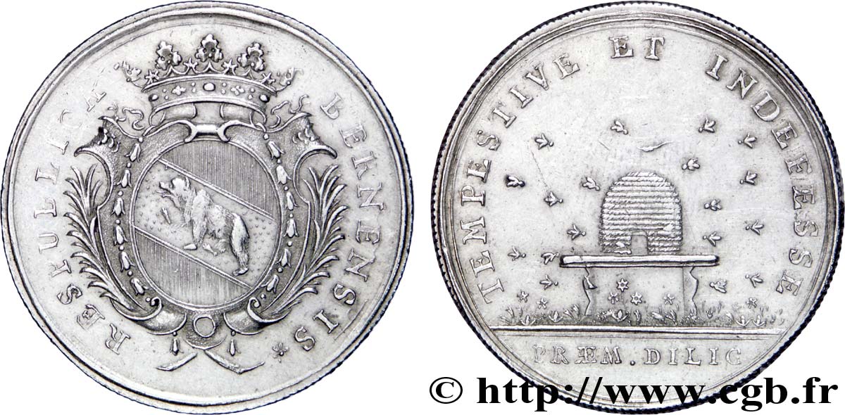 SVIZZERA - monete cantonali Médaille pour Berne (format du 1/2 Thaler) armes à l’ours / ruche - frappe médaille N.D.  q.SPL 