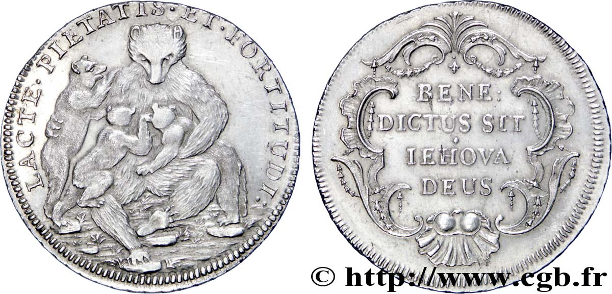 SVIZZERA - monete cantonali Médaille pour Berne (format 50 Kreuzer ?) ourse allaitant deux oursons et tenant un troisième N.D.  SPL 