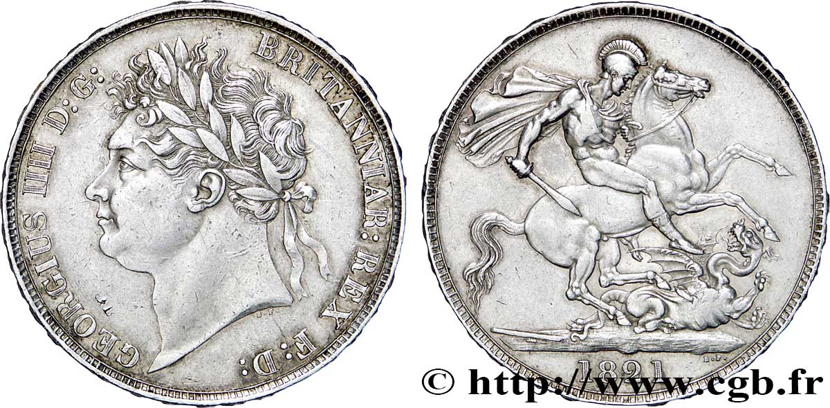 REINO UNIDO 1 Crown Georges IIII 1821  EBC 