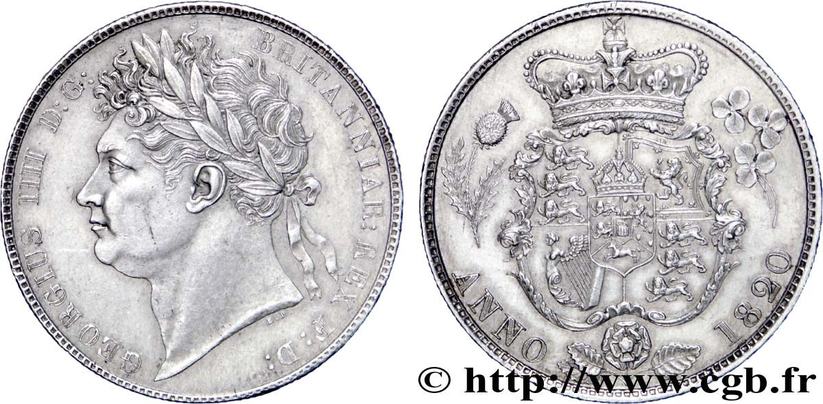 UNITED KINGDOM 1/2 Crown Georges IIII / écu couronné 1820  AU 