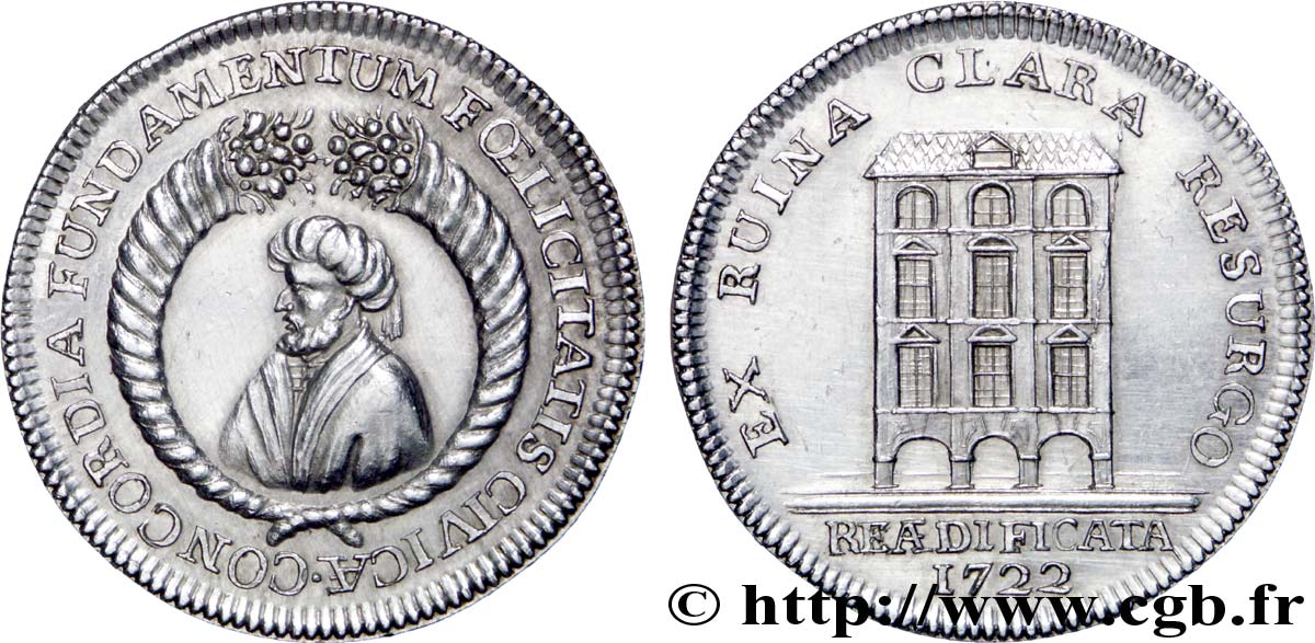 SUIZA - CANTÓN DE BERNA Médaille Canton de Berne reconstruction de la maison de la Guilde des Marchands 1722  EBC 