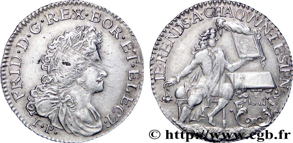 SWITZERLAND - Cantons  coinages Médaille Frédéric de Prusse / homme assis N.D.  VF 