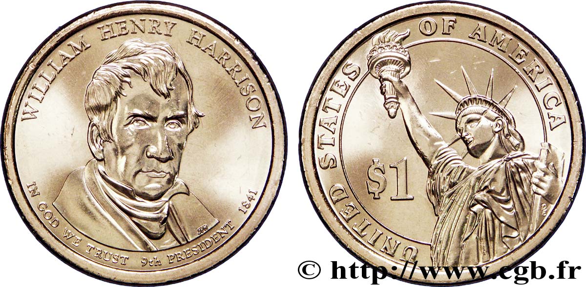ESTADOS UNIDOS DE AMÉRICA 1 Dollar Présidentiel William Henry Harrison / statue de la liberté type tranche A 2009 Philadelphie - P SC 