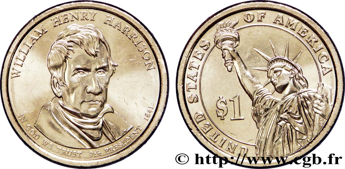 UNITED STATES OF AMERICA 1 Dollar Présidentiel William Henry Harrison tranche A 2009 Denver MS 