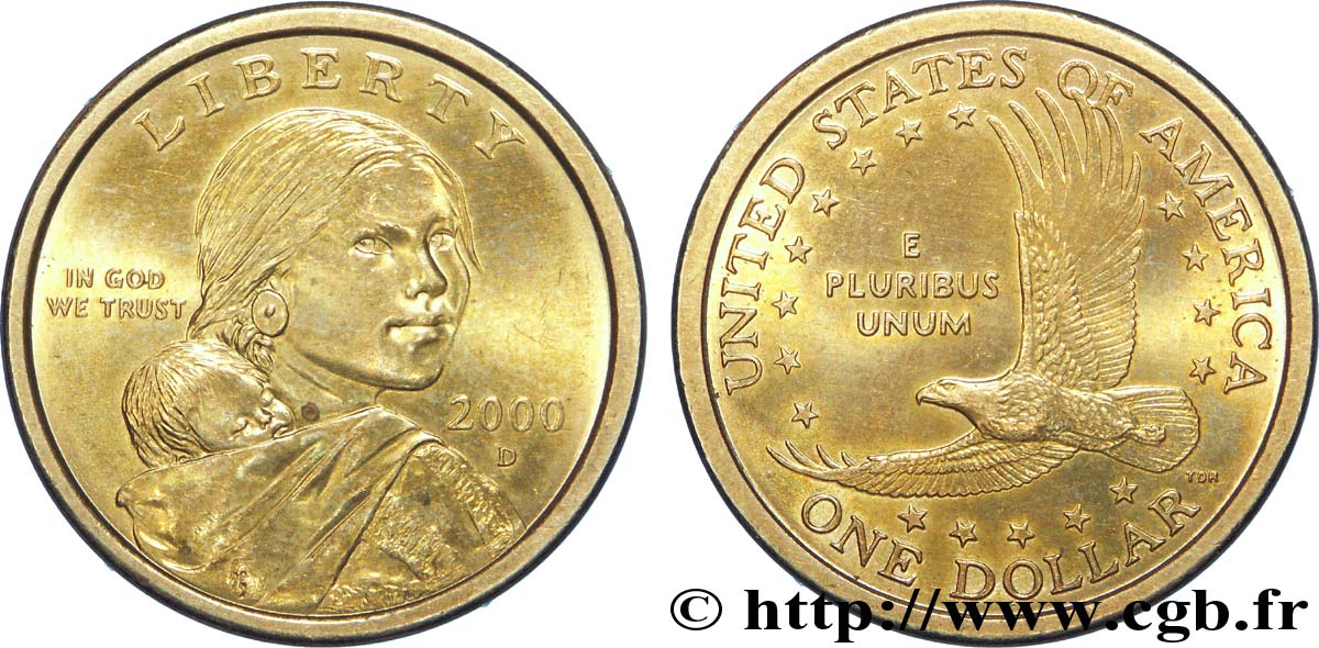 UNITED STATES OF AMERICA 1 Dollar Sacagawea, la guide indienne Sacagawea portant son enfant / aigle 2000 Denver AU 