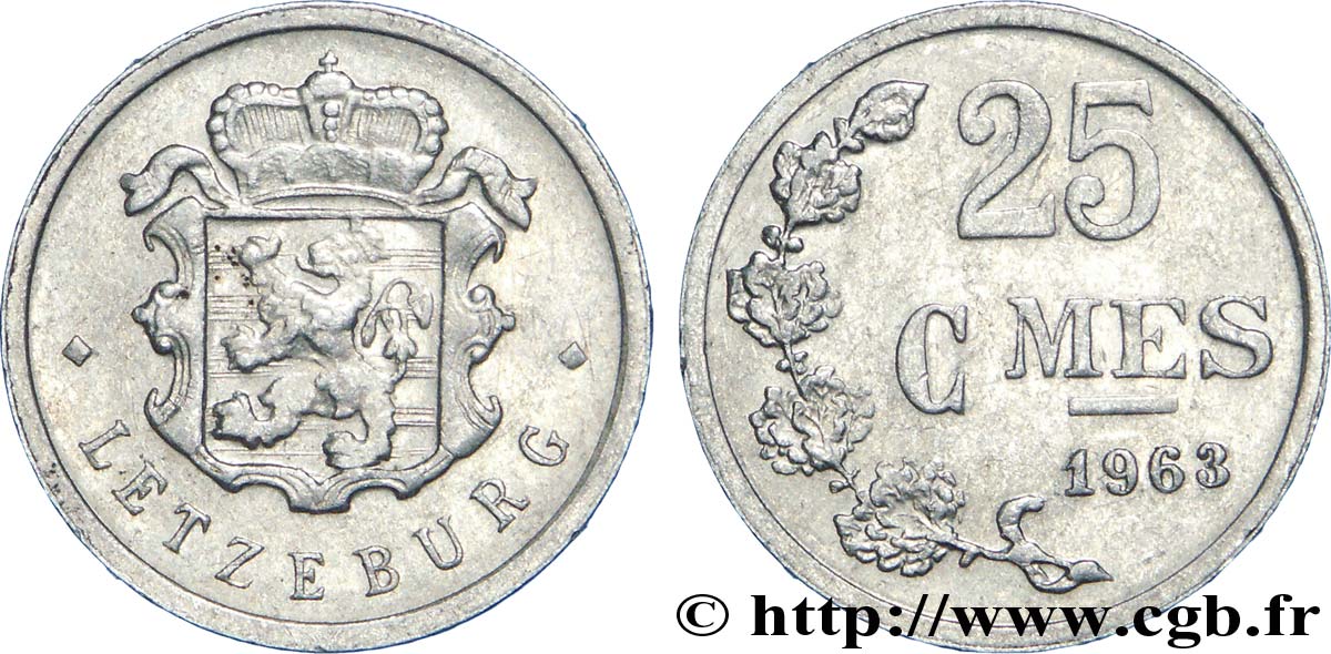 LUSSEMBURGO 25 Centimes emblème 1963  SPL 