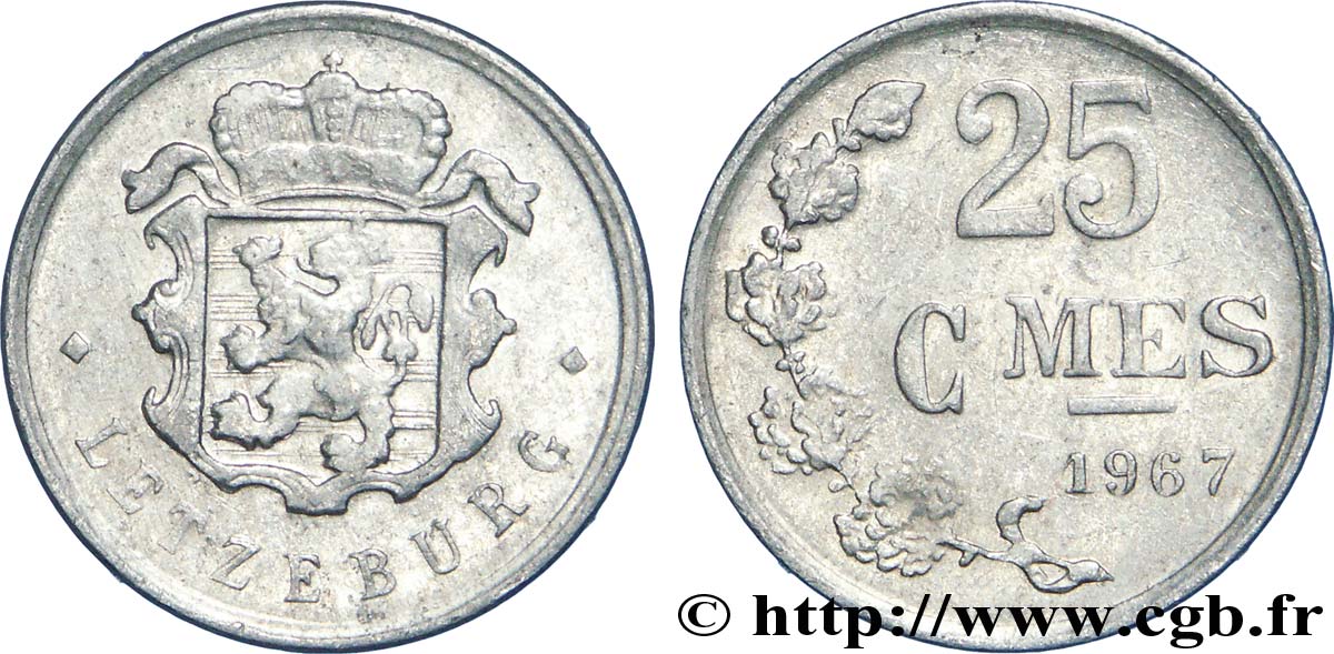 LUXEMBURGO 25 Centimes emblème 1967  EBC 