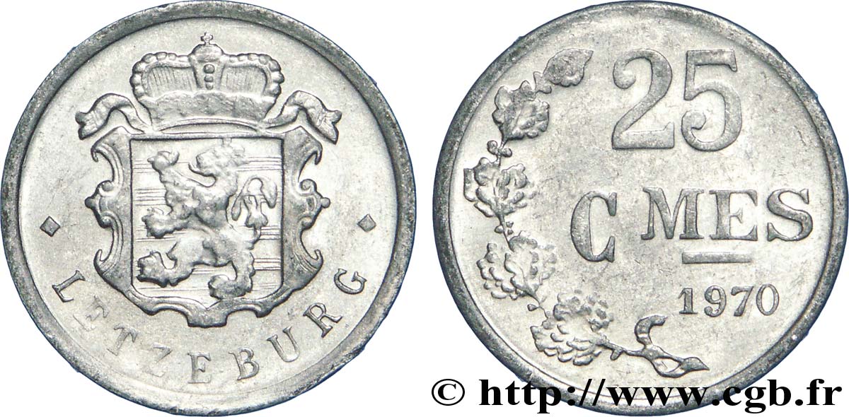 LUSSEMBURGO 25 Centimes emblème 1970  SPL 