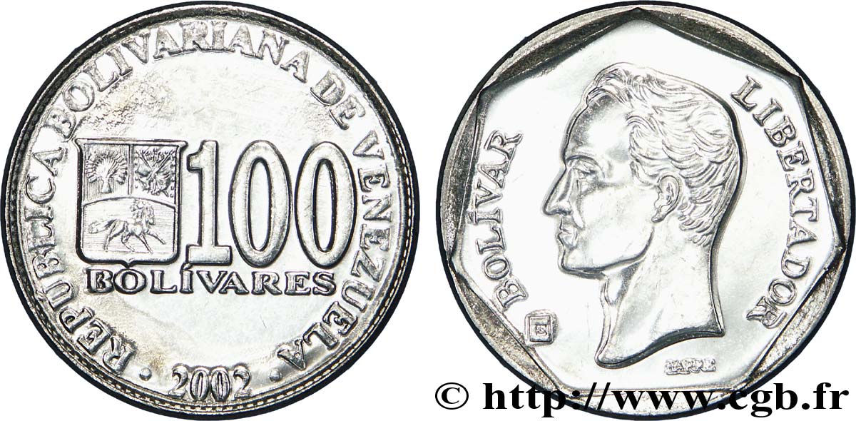 VENEZUELA 100 Bolivares emblème / Bolivar 2002 Caracas SC 