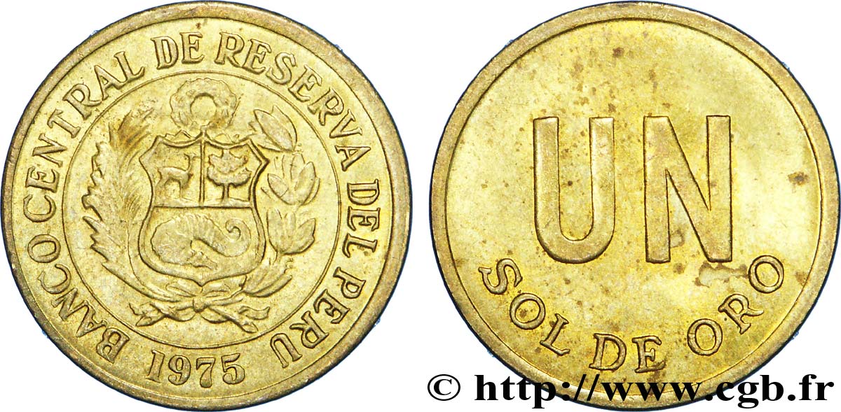 PERU 1 Sol de Oro emblème 1975 Lima VZ 