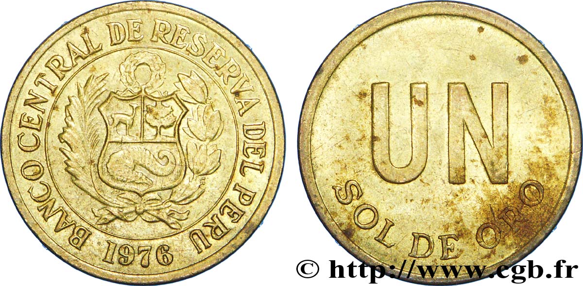 PERU 1 Sol de Oro emblème 1976 Lima VZ 