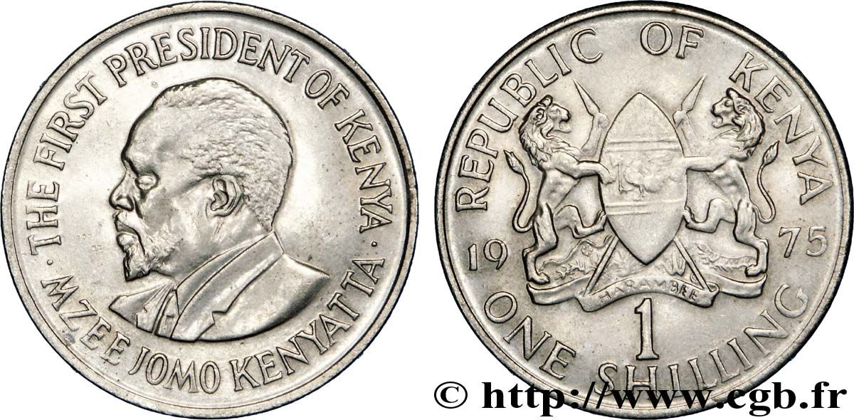 KENYA 1 Shilling Mzee Jomo Kenyatta 1975  SPL 
