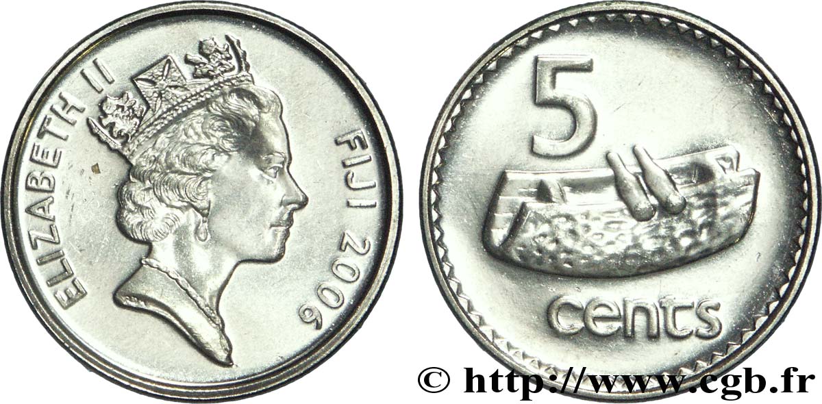 FIDJI 5 Cents Elisabeth II / tambour Fidjien 2006 Royal Mint, Llantrisant SPL 