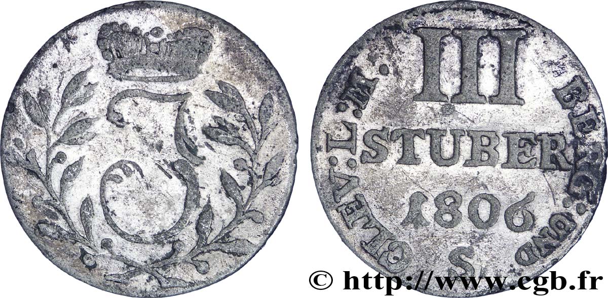 ALEMANIA - BERG 3 Stuber monograme de Joachim Murat Duc de Berg 1806 Düsseldorf EBC55 