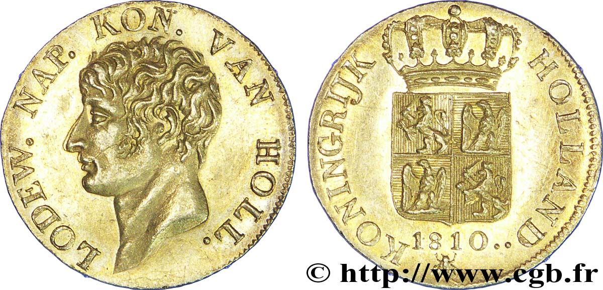 NETHERLANDS - KINGDOM OF HOLLAND 1 Ducat d or, 2e type Louis Napoléon 1810 Utrecht AU58 