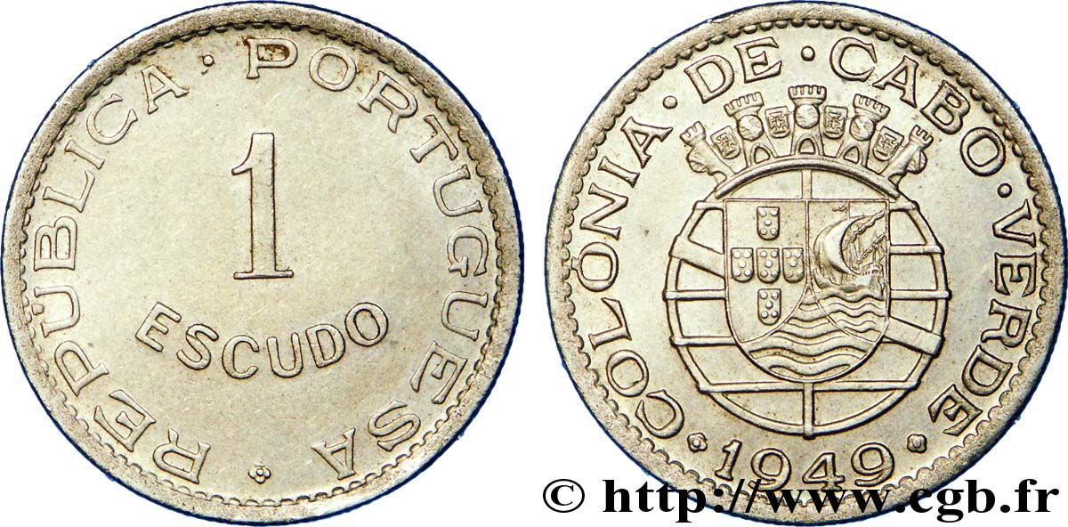 KAPE VERDE 1 Escudo monnayage colonial portugais 1949  VZ 
