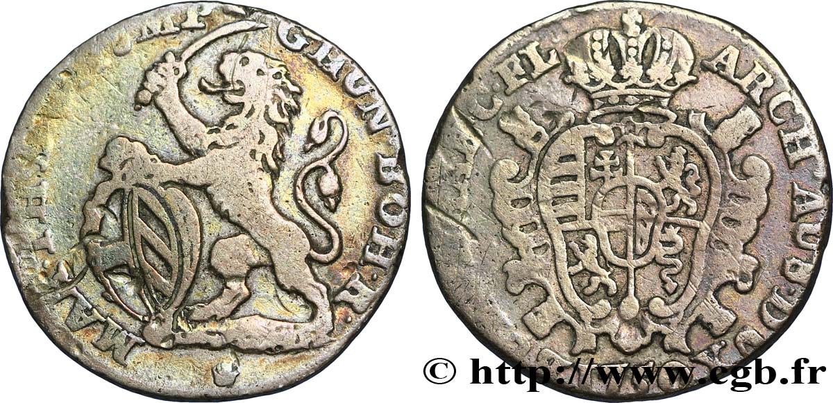 BÉLGICA - PAíSES BAJOS AUSTRíACOS 1 Escalin frappe au nom de Marie-Thérèse : lion / armes 1750 Anvers RC+ 