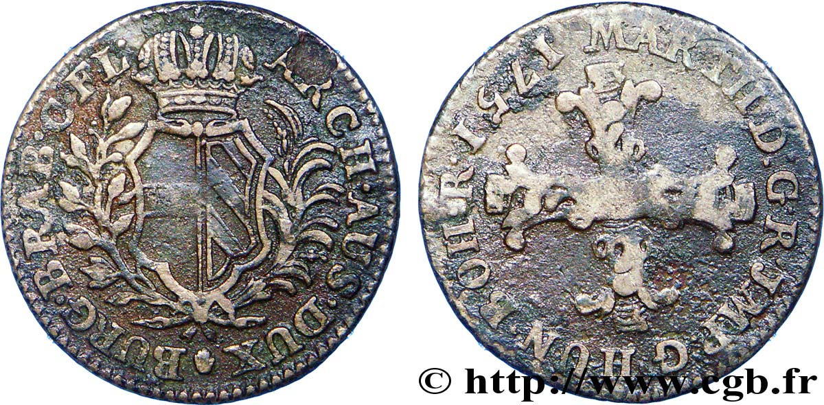 BÉLGICA - PAíSES BAJOS AUSTRíACOS 10 Liards Pays-Bas Autrichiens frappe au nom de Marie-Thérèse / armes 1751 Anvers BC 