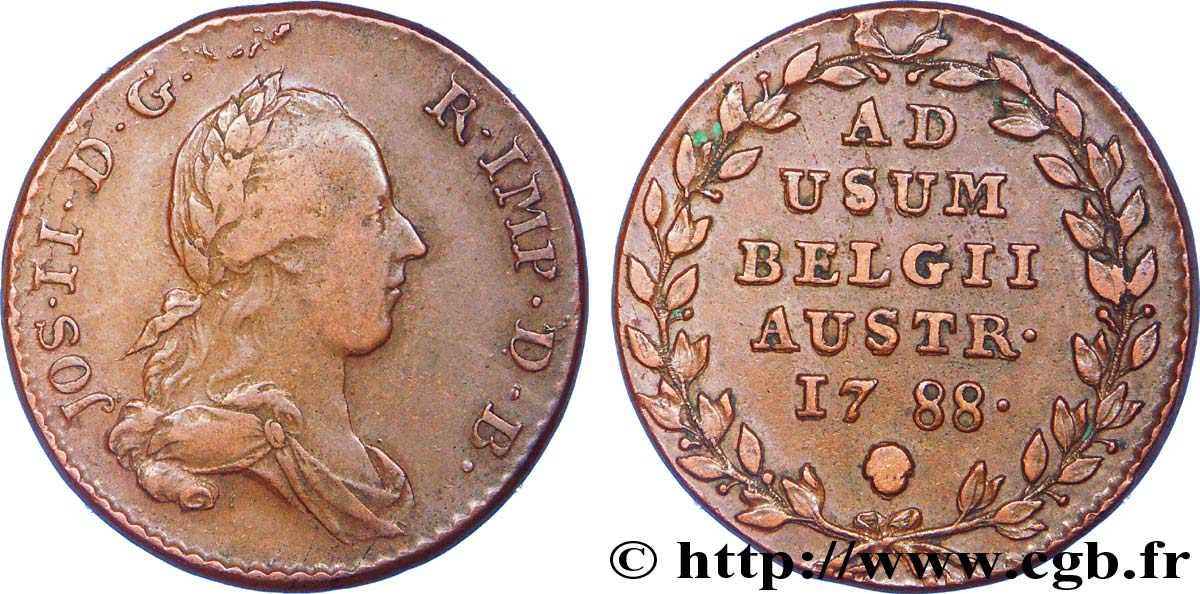 BELGIUM - AUSTRIAN NETHERLANDS 2 Liards Joseph II 1788 Bruxelles XF 