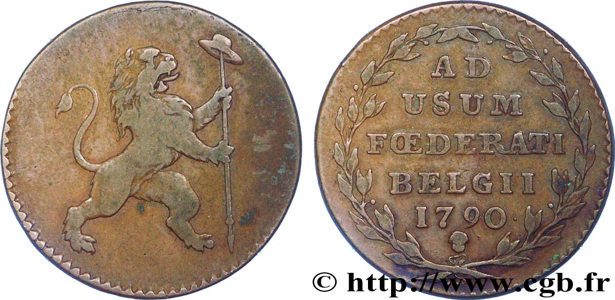 BELGIUM - UNITED STATES OF BELGIUM 2 Liards Insurrection de 1790 1790 Bruxelles VF 
