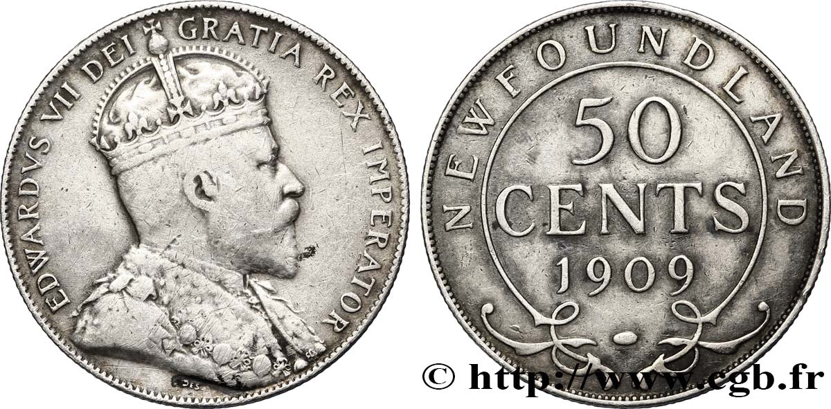 NEUFUNDLAND 50 Cents Terre-Neuve Edouard VII 1909  S 