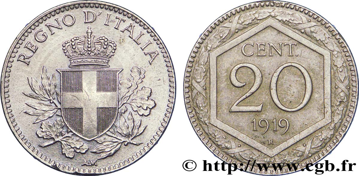 ITALIA 20 Centesimi écu 1919 Rome - R SPL 