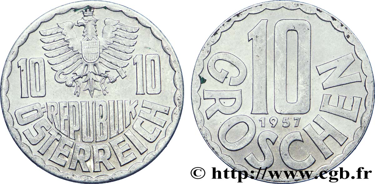 AUSTRIA 10 Groschen aigle 1957  EBC 