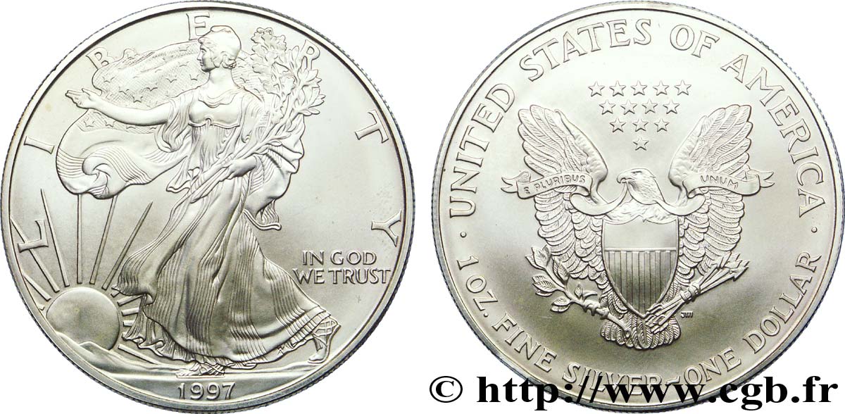 STATI UNITI D AMERICA 1 Dollar type Silver Eagle 1997 Philadelphie MS 