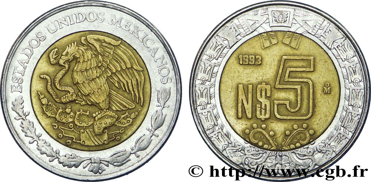 MEXIKO 5 Nuevos Pesos aigle 1993 Mexico fVZ 