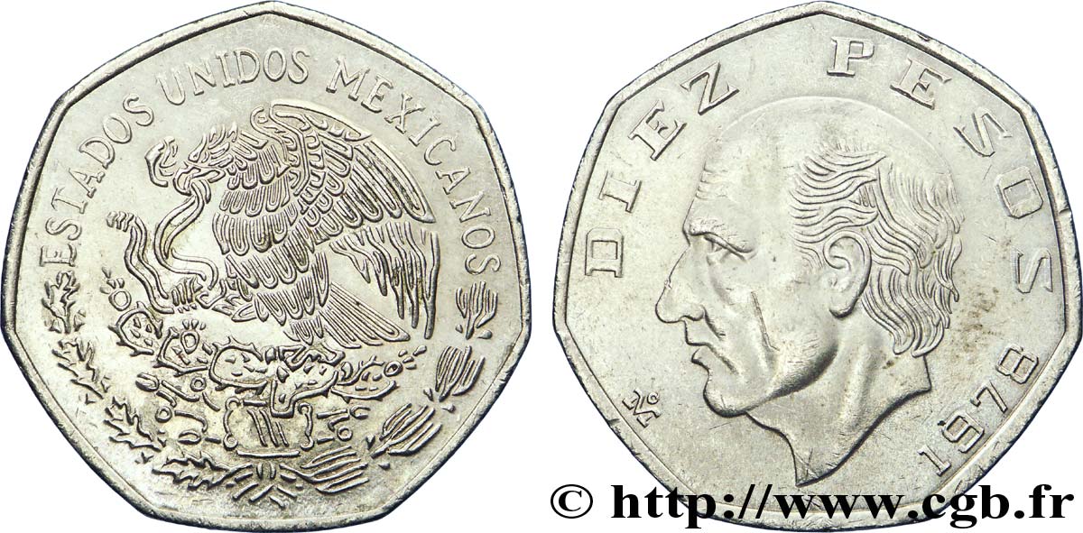 MEXIKO 10 Pesos aigle / Manuel Hidalgo y Costilla 1981 Mexico VZ 