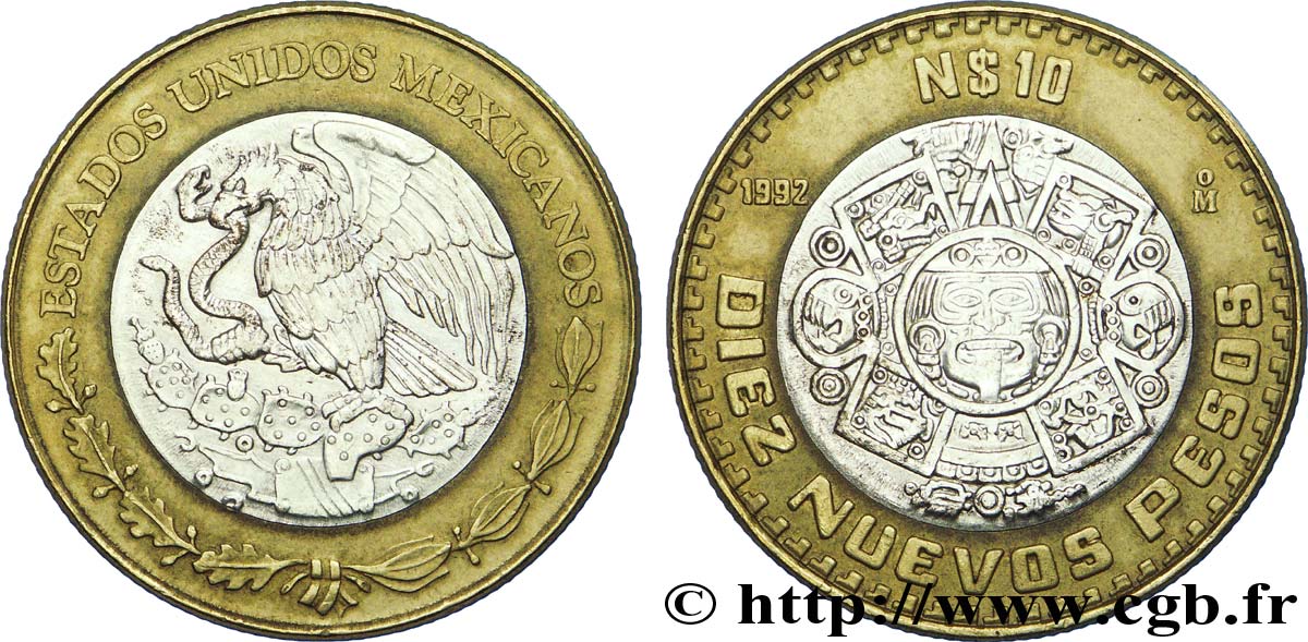 MEXICO 10 Nuevos Pesos aigle 1992 Mexico AU 