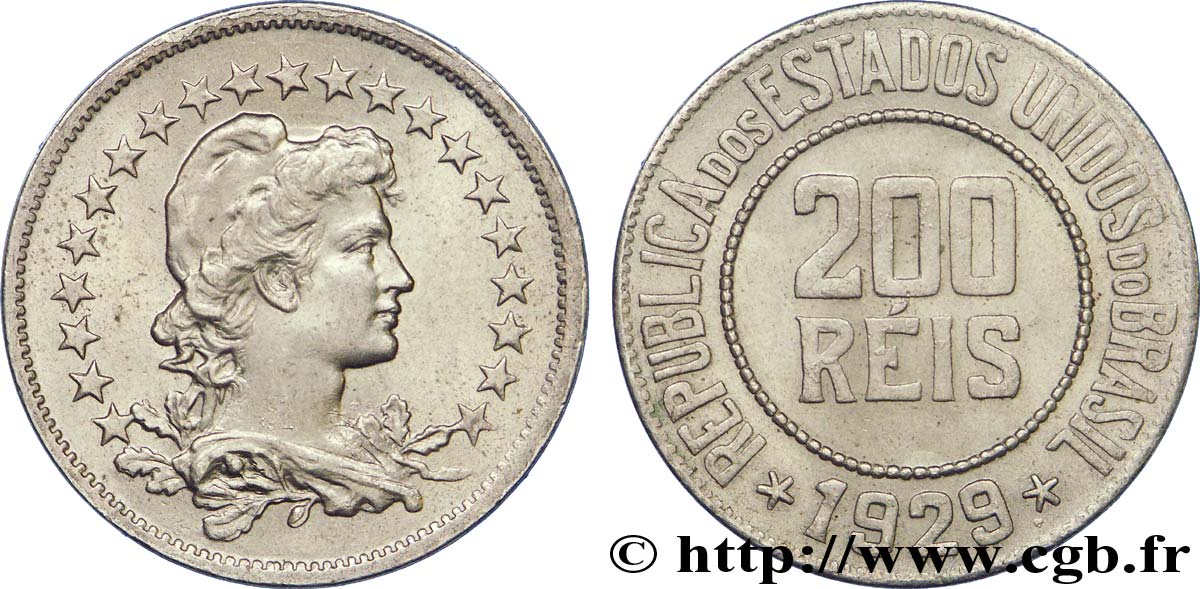 BRAZIL 200 Reis “Liberté” 1929  AU 