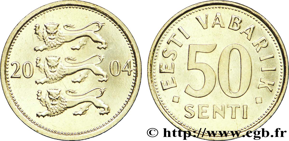 ESTONIE 50 Senti emblème aux 3 lions 2004  SPL 