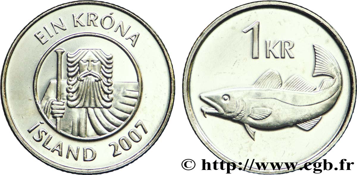 ISLANDA 1 Krona morue 2007  MS 