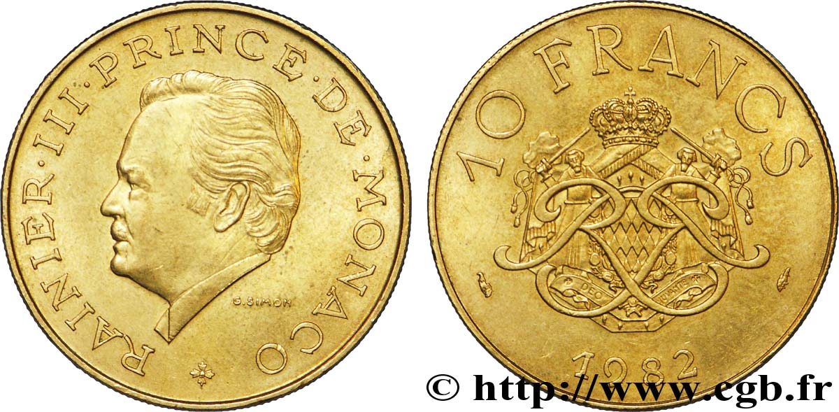 MONACO 10 Francs Rainier III 1982 Paris VZ 