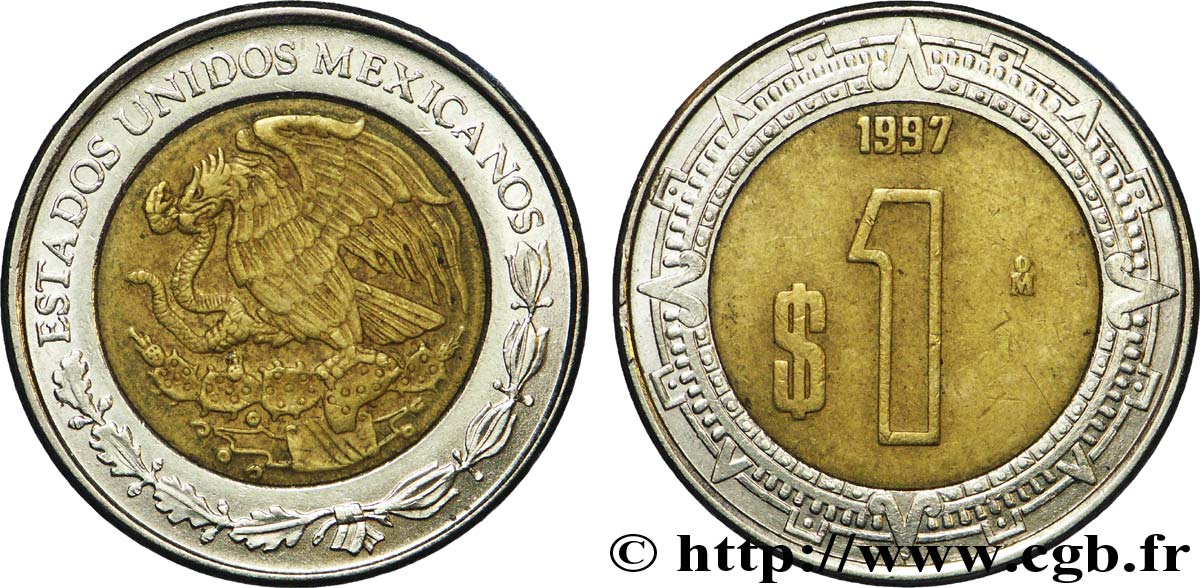MÉXICO 1 Peso aigle 1997 Mexico EBC 