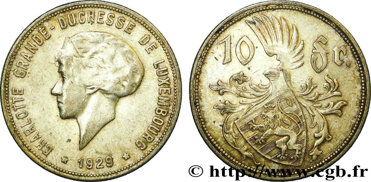 LUXEMBURG 10 Francs Princesse Charlotte 1929  SS 