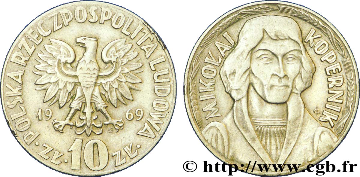 POLONIA 10 Zlotych aigle / Nicolas Copernic 1969 Varsovie MBC 