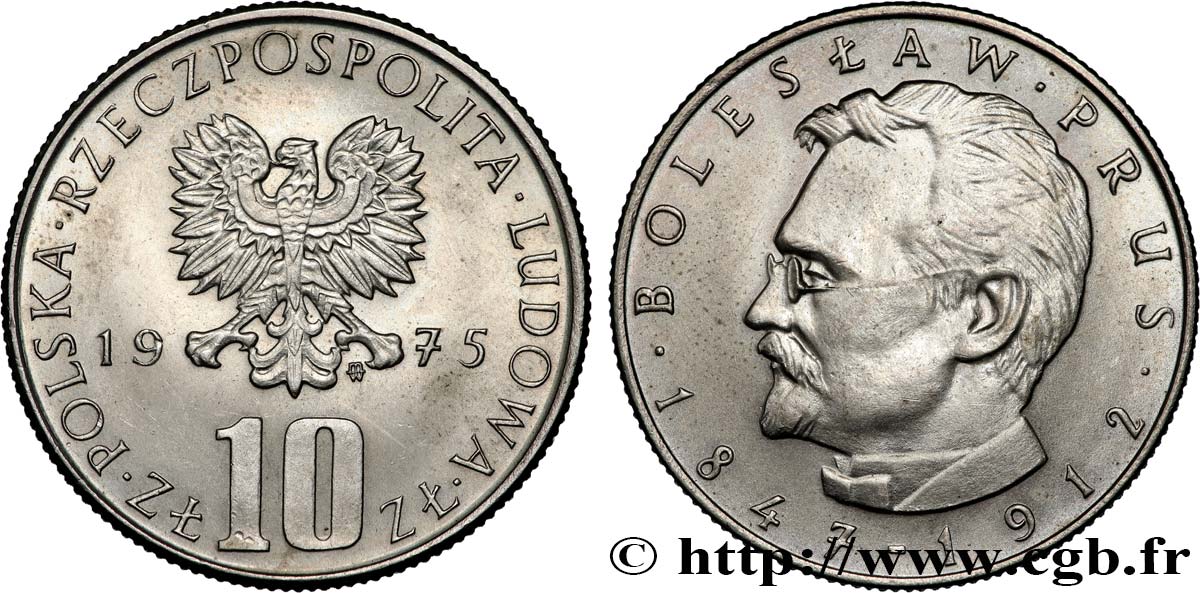 POLONIA 10 Zlotych aigle / Boleslaw Prus 1975 Varsovie EBC 