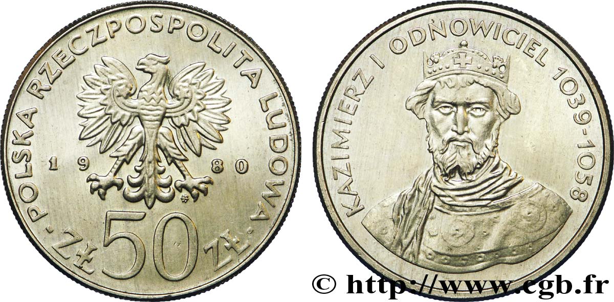 POLAND 50 Zlotych aigle / Casimir Ier (1016-1058) 1980 Varsovie AU 