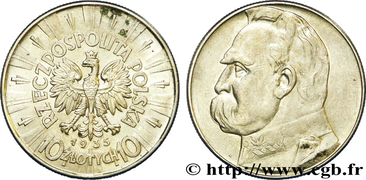 POLONIA 10 Zlotych Maréchal Pilsudski 1935 Varsovie EBC 