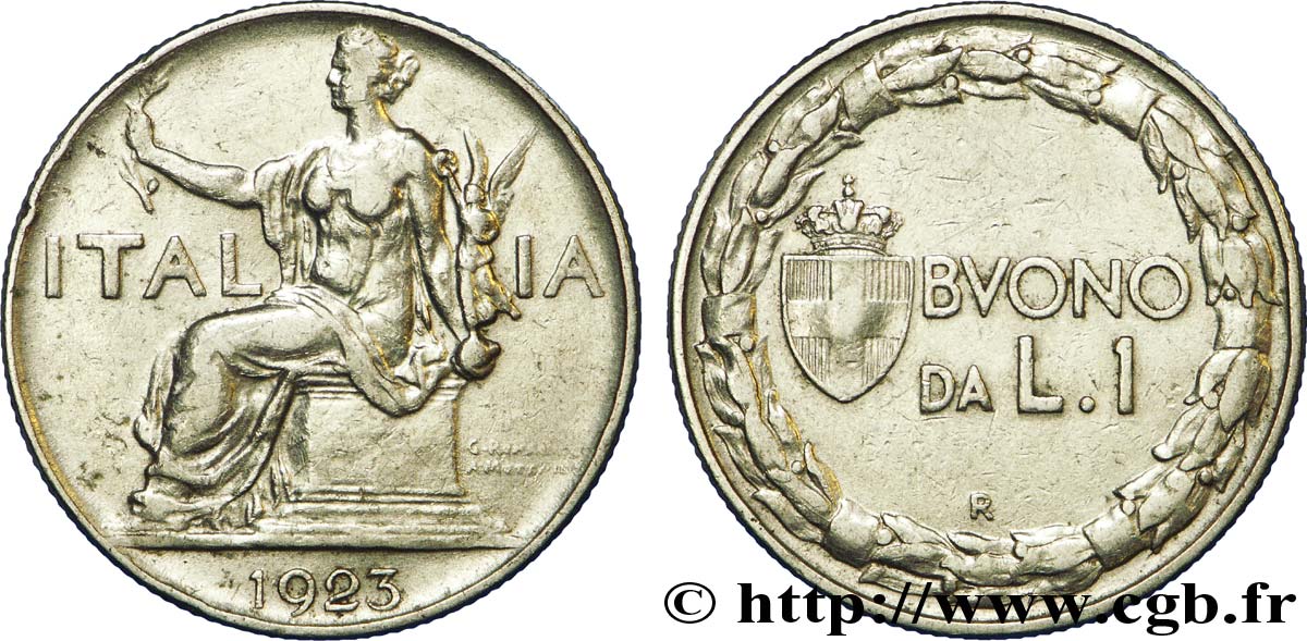 ITALIA 1 Lire (Buono da L.1) Italie assise 1923 Rome - R BB 