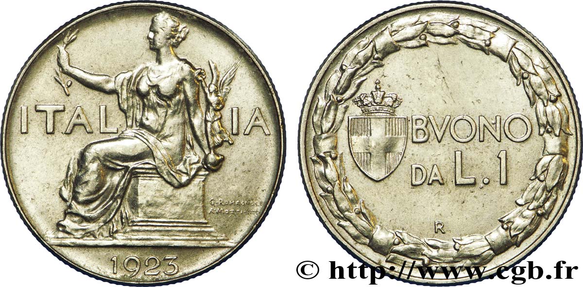 ITALIA 1 Lire (Buono da L.1) Italie assise 1923 Rome - R EBC 