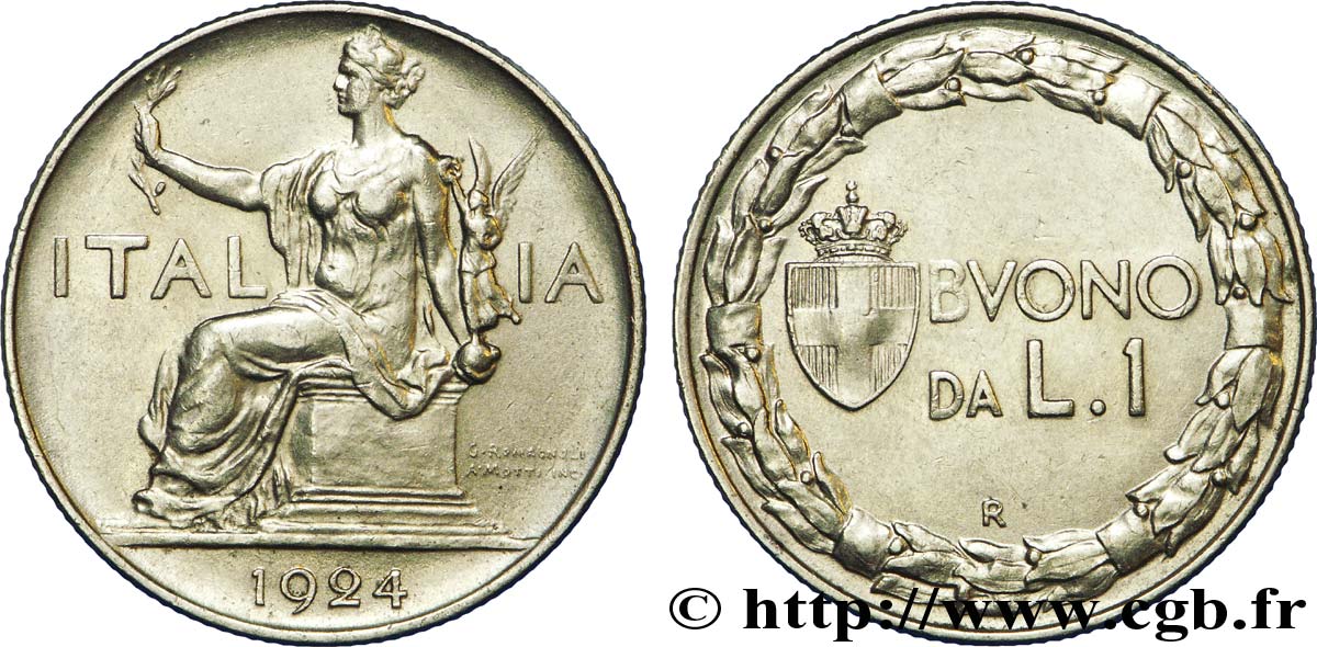 ITALIEN 1 Lire (Buono da L.1) Italie assise 1924 Rome - R VZ 
