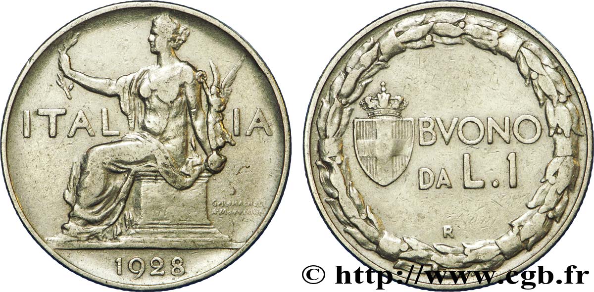 ITALIE 1 Lira (Buono da L.1) Italie assise 1928 Rome - R TTB 