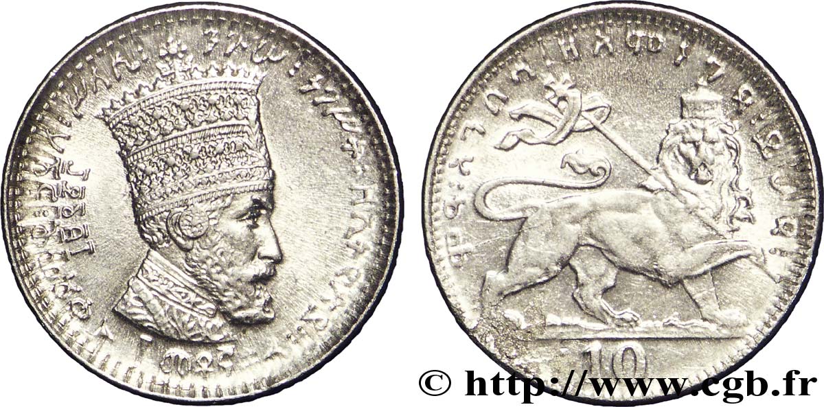 ETIOPIA 10 Matonas Hailé Selassié I EE1923 / lion éthiopien 1930 Addis-Abeba EBC 