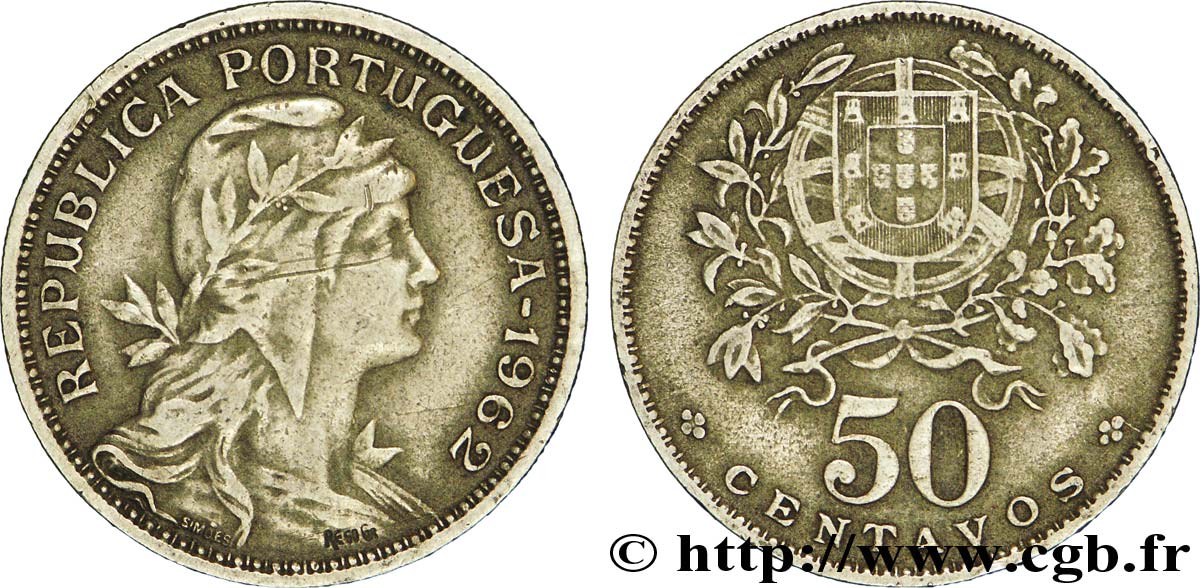 PORTUGAL 50 Centavos 1962  XF 